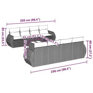 Ensemble de canapés de jardin en rotin PE noir et blanc crème, 98,4 pouces - Product Image 3