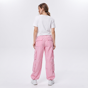 OEM Custom Embroidered Logo Women Drawstring <b>Waist</b> Oversized Nylon Joggers Multi-Pockets Rain Pants Ladies Hiking <b>Cargo</b> Pants - Product Image 3