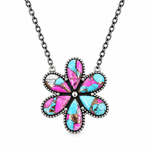 Cotton <b>Candy</b> Turquoise 925 Sterling Silver Handmade <b>Necklace</b> Western Style Turquoise Gemstone Statement Jewelry Gift for Her - Product Image 2