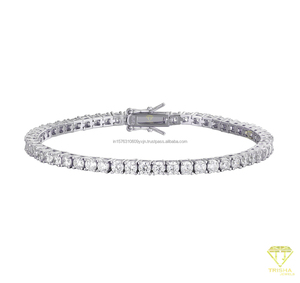 สร้อยข้อมือเทนนิส Trisha Jewels TB001 ชุบทอง 14K เงินแท้ 925 ประดับเพชรเลี้ยงในห้องปฏิบัติการ สำหรับวันครบรอบ - สไตล์คลาสสิก สำหรับทุกเพศ - Product Image 4