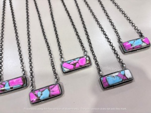 Collar Bohemio de Plata de Ley 925 de Alta Calidad con Turquesa Algodón de Azúcar en Engaste de Bisel para Mujer - Product Image 2