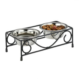Comedero Doble Premium para Mascotas, Diseño Elevado, Tazones de Acero Inoxidable, Soporte para Perros, Estación de Alimentación Moderna y Elegante - Product Image 1