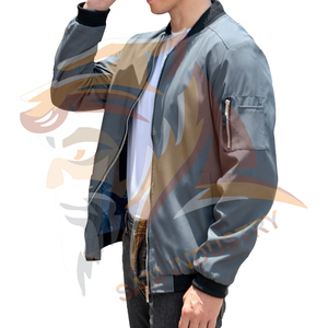 Custom Logo Embroidered Streetwear Satin Varsity Jackets for Men <b>Stand</b> Collar Outerwear Winter Polyester Satin Bomber Jackets - Product Image 5
