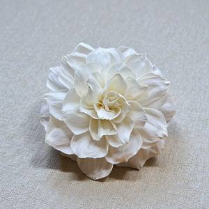 Fleur artificielle en bois Sola style rose de jardin blanche, 15 cm, grande taille, tige en fibre de plantes Sesbania - Product Image 6