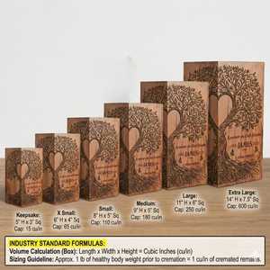 Urne funéraire en bois rectangulaire gravée motif Arbre de Vie et Cœur, boîte commémorative artisanale pour cendres, décoration religieuse pour la maison - Product Image 6