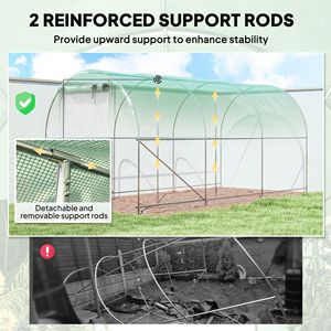Invernadero Hoop House de 14.6FT X6.5FT X6.6FT con acceso interior, 2 varillas de soporte, puerta de malla enrollable con cremallera, material de vidrio y polietileno - Product Image 4
