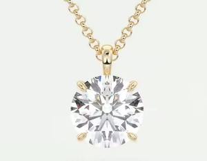 จี้ห้อยคอแบบ Prong Set ประดับเพชร VVS Moissanite ทรงบาแกตต์ สองสี เงิน ดีไซน์ฮิปฮอปแบบ Iced Out วัสดุหลักเป็นทอง - Product Image 1