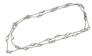 Natural White Topaz Gemstone Sterling Silver Beaded <b>Statement</b> <b>Necklace</b> 44'' Adjustable Bohemia Style Women's Gift - Product Image 3
