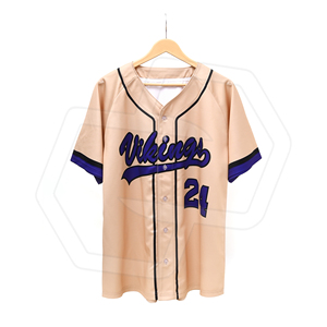 Wholesale Tan Purple <b>Black</b> Full <b>Button</b> Baseball Jersey Adult Unisex Polyester Breathable Team Uniform Sportswear Athletic Sports - Product Image 1