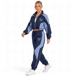 <b>Women</b> Embroidered Stand Collar Windbreaker Jacket and <b>Jogger</b> Pants 2-Piece Sportswear <b>Set</b> 100% Polyester Breathable Quick Dry - Product Image 5