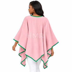 เสื้อคลุมสีชมพู HMR Sorority Sisterhood แต่งขอบสีเขียว แขนทรงปีกค้างคาว คอวี ปิดด้วยเข็มขัด เสื้อสเวตเตอร์ลำลองตัวยาว - Product Image 4