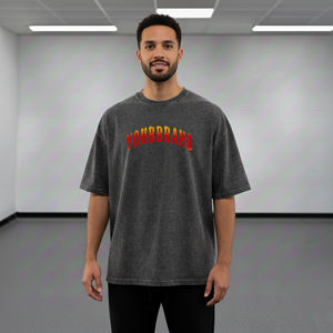 Top Trending Oversized Men's T-<b>Shirt</b> Red <b>Flame</b> Logo Print O-Neck Short Sleeve Casual Style 100% Cotton Jersey Fabric - Product Image 4