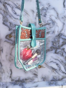 Bolso Transparente de Cuero Tallado a Mano, Elegante y Multiusos, Color Turquesa para Mujer - Product Image 4