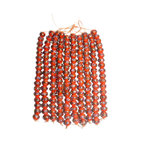 Cuentas Sueltas de Vidrio Lampwork Naranja de 12 mm |   Separador Redondo Artesanal con Detalle de Lámina |   Suministros para la Fabricación de Joyería Artesanal |   Longitud del hilo de 8 pulgadas - Product Image 1