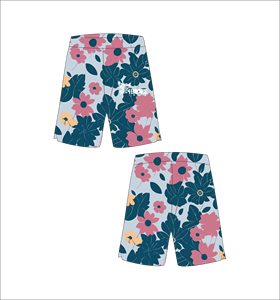 Pantalones Cortos de Baloncesto Azul Claro Personalizados con Patrón Floral Azul Oscuro y Rosa, Ligeros, Transpirables, de Malla, para Entrenamiento Deportivo - Product Image 1