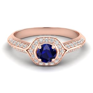 Bague REYES en argent sterling 925 avec saphir bleu rond de 0,5 carat, prix de gros, bijoux en moissanite certifiés GRA pour femmes - Product Image 1