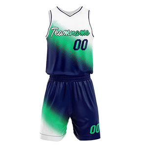 Ensemble de maillot et short de basket-ball personnalisés par sublimation, col en V, sans manches, couleur dégradée, polyester à séchage rapide, vêtements de sport unisexes pour adultes - Product Image 6