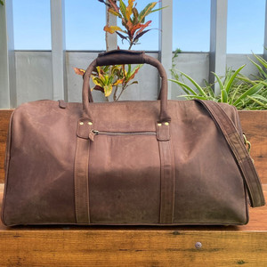 กระเป๋าดัฟเฟิลหนังแนววินเทจสำหรับผู้ชาย, กระเป๋าดัฟเฟิลกระเป๋าเดินทางแบบคลาสสิกสำหรับถือ - Product Image 3