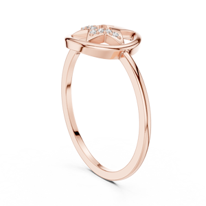 Anillo de Diamantes en Oro Rosa con Halo Geométrico y Banda Delgada, Joyería de Boda para Mujer, Anillo Minimalista de Diamantes con Círculo de Estrellas en Oro Rosa para Mujer - Product Image 3