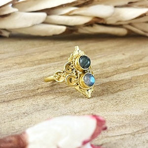 Novedad: Anillo Boho Luna de Última Tendencia, Tribal, de Latón con Labradorita, Chapado en Oro de 18k, para Mujer, con Ojo de Plata, Estilo Celestial Étnico - Product Image 5
