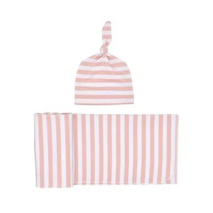 Couverture d'emmaillotage pour bébé en coton rayé, design simple, motif gris, blanc, rose, violet, couverture d'emmaillotage portable - Product Image 5