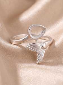 Base de anillo Cola de Ballena para piedra en forma de pera, estilo playa, inspirada en el océano, componente para joyería DIY, base de anillo de verano - Product Image 3