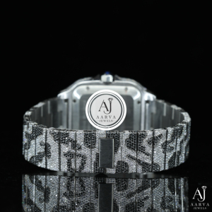 AARVA JEWELS นาฬิกาข้อมือผู้ชายสุดหรู สแตนเลสสตีล คริสตัลแซฟไฟร์ ประดับเพชร หน้าปัดสี่เหลี่ยม 40 มม. ระบบอนาล็อก ควอตซ์ เรืองแสง สายแบบพับได้ สไตล์สตรีท - Product Image 2