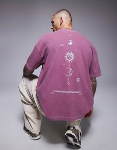 Camiseta de Algodón para Hombre, Talla Grande, Color Morado, Manga Corta, Cuello Redondo, Corte Regular, Estilo Casual, Color Sólido, Tejido Jersey - Product Image 3