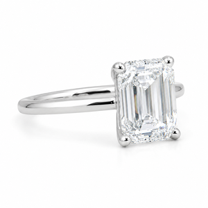 Anillo de compromiso solitario de diamante cultivado en laboratorio con corte esmeralda de lujo, oro blanco de 18 quilates, anillo de boda personalizado para mujer - Product Image 3