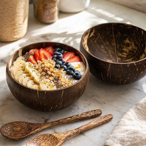 Coconut Shell Bowls Natural Texture Eco-Friendly Salad Rice Serving Bowls Wholesale by Eco2go Vietnam - Product Image 4