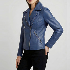 Veste en cuir d'agneau véritable pour femmes, style bomber court, mode, vente en gros - Product Image 3