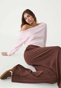 Sudadera Oversize para Mujer, con Hombros Descubiertos, Manga Larga, Color Sólido, Tejido de Algodón Transpirable, Estilo Cuello Redondo, para Otoño - Product Image 6