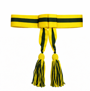 Ceinture de cérémonie à rayures jaunes et vertes, accessoire décoratif pour uniforme formel et tenue de cérémonie, idéal pour événements et défilés - Product Image 1
