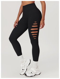 Hollow Out Sexy Seamless <b>Tight</b> Yoga Pants Peach Hips High Waist Fitness Pants Women Outdoor Running Sports Leggings - Product Image 4