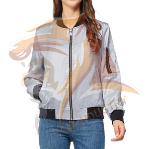 Women's Satin Fabric Bomber Jacket Full Zip Pockets Long Sleeve <b>Stand</b> Collar Casual Outerwear Women Satin Jacket - Product Image 5