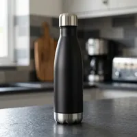 Bouteille d'eau sport en acier inoxydable à isolation sous vide, étanche, à double paroi, forme cola, réutilisable, pour boissons chaudes et froides, noire