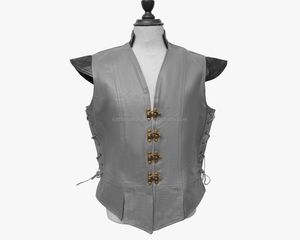 Haute Qualité En Gros Boucle Respirant À La Main 2 Côté Lacé Gris Gilet En Cuir Service D'OEM - Product Image 1