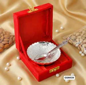 Juego de cuchara y tazón de lujo hecho a mano en plata Germen de Jaipurios, exquisito, en caja de terciopelo azul para Acción de Gracias y ocasiones festivas - Product Image 3