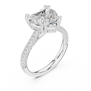 Anillo de Compromiso Clásico Art Deco con Corte de Corazón, Moissanita Creada en Laboratorio, con Micro Pavé de Piedras Decorativas, Chapado en Oro Rosa sobre Acero Inoxidable - Product Image 3