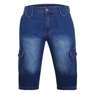 Men's Cargo Denim Shorts Mid Waist Medium Wash Cotton Casual Summer Pockets Woven Style Quick Dry Eco-Friendly Waterproof - Product Image 6