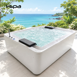 Freestanding <b>Acrylic</b> for <b>White</b> Rectangular Japanese Soaking Air Whirlpool Combo Massage Spa Tub for Hotel Villa Indoor Use - Product Image 1