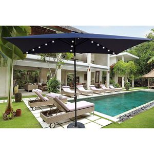10 X 6.5t Rectangular LED <b>Lighted</b> Patio Umbrellas for Garden Backyard <b>Pool</b> & Spa Solar Powered Crank Push Button Tilt Design - Product Image 1