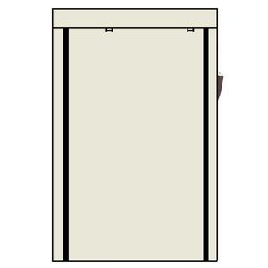 Armadio Portatile Pieghevole in Plastica Beige con Ripiani e Cassetti per Scarpe e Borse - Product Image 1