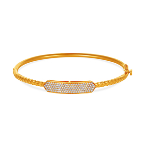 Elegant Pavé Diamond Bar Gold <b>Bangle</b> <b>Bracelet</b> for Women | Twisted Gold Diamond <b>Bangle</b> | Modern Luxury Fine Jewelry - Product Image 2
