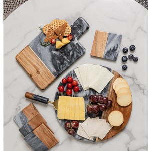 Modern Wooden Slate Cheese <b>Board</b> <b>Set</b> Stainless Steel Slicer Knife Charcuterie Serving Platter Dishwasher Safe for Cheese - Product Image 3