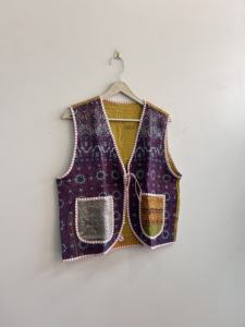 Veste sans manches vintage Kantha pour femmes, veste Kantha unisexe en coton avec poches, veste respirante pour femmes - Product Image 5