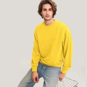 เสื้อสเวตเชิ้ตผู้ชายสีเหลืองมีฮู้ดทรงปกติ ผ้าฟลีซถักลายตัวอักษร แขนยาว ผ้าฝ้าย 100% เป็นมิตรกับสิ่งแวดล้อม - Product Image 4