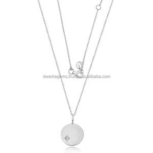 Classique 925 Sterling Silver White Topaz Gemstone Pendentif Collier avec Lien Chaîne Bijoux Cadeau pour les Femmes - Product Image 1