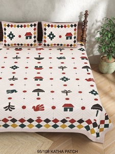 Ensemble de literie Katha Patchwork en coton, design géométrique, style indien traditionnel, toutes saisons - Product Image 3