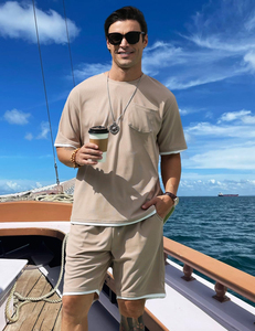 Conjunto de Camiseta y Pantalones Cortos Deportivos de Verano para Hombre, 100% Algodón, Estilo Vintage Lavado, con Logotipo Personalizado OEM - Product Image 6